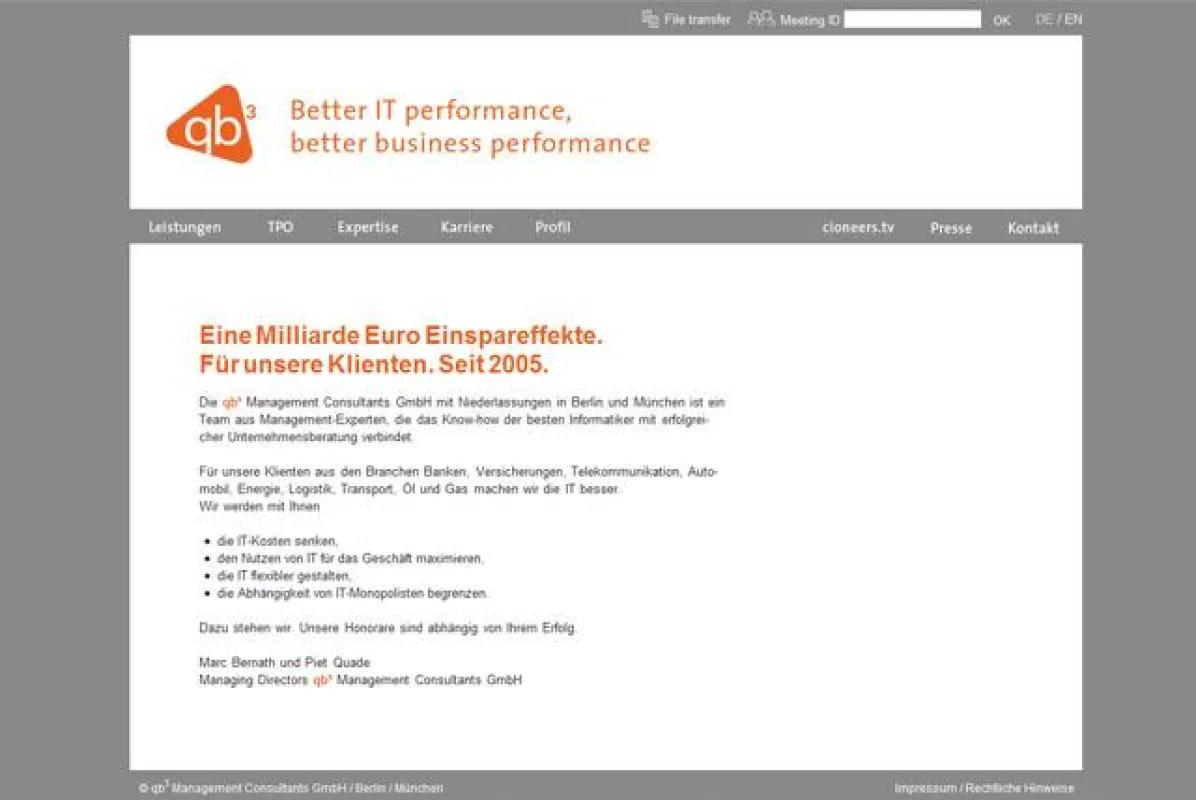 Die neue Website der qb³ Management Consultants GmbH.