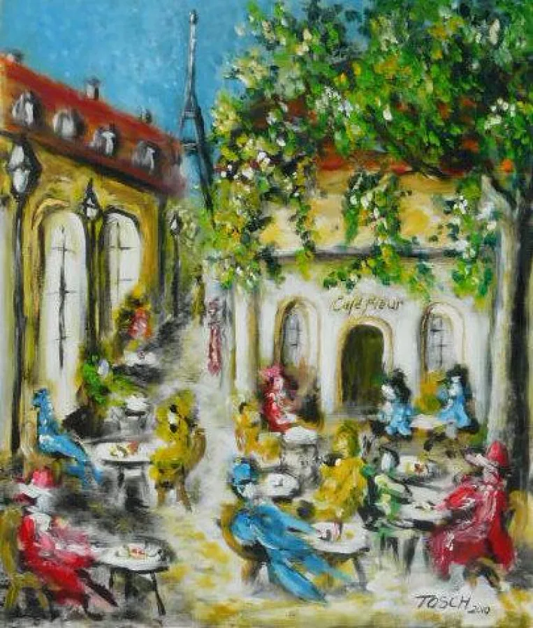 Café fleur, Acryl/Leinwand, 80x70 cm