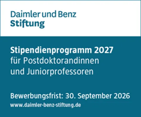Bild: Stipendienprogramm der  Daimler und Benz Stiftung 2027 zur Förderung  von Postdoktoranden und Juniorprofessoren