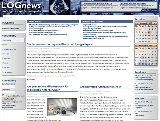 Bild: LOGnews: Informationsportal für die Logistik mit Bereich für Studien