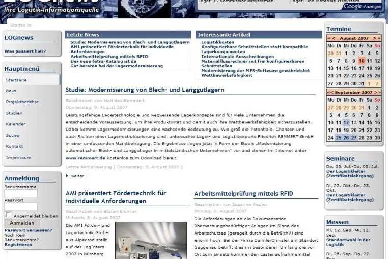 LOGnews: Informationsportal für die Logistik mit Bereich für Studien Bild: LOGnews: Informationsportal für die Logistik mit Bereich für Studien