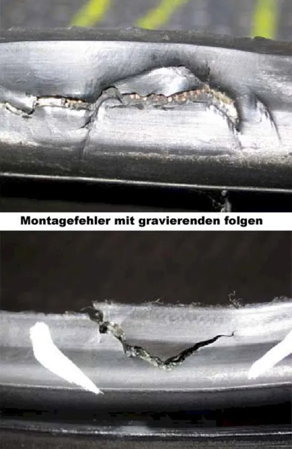Fehler bei der Reifenmontage gefährten die Sicherheit.