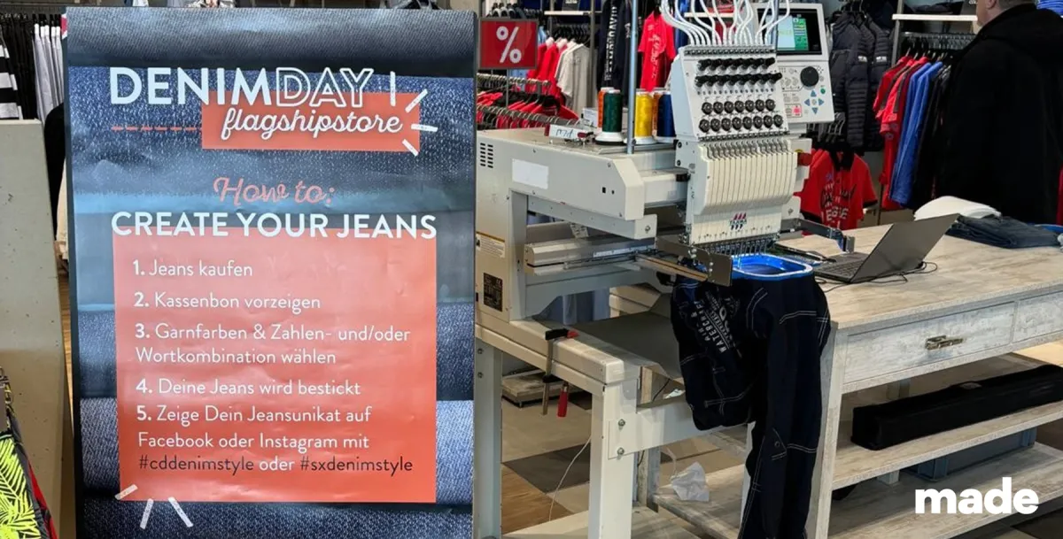 Incentives wie individuelle Bestickungen oder ein Live T-Shirt Druck fördern den Promo-Erfolg. (© made for brands GmbH)