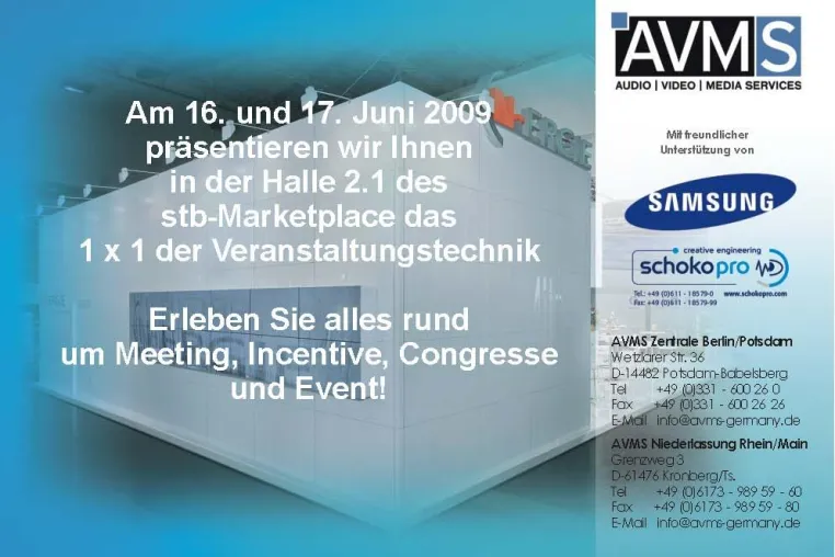 Bild: AVMS zeigt neues auf dem stb Marketplace Halle 2.1 während der Showtech in Berlin 2009