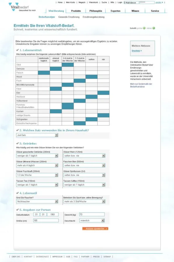 Vitalbedarf.de - ermitteln Sie Ihren individuellen Vitalbedarf