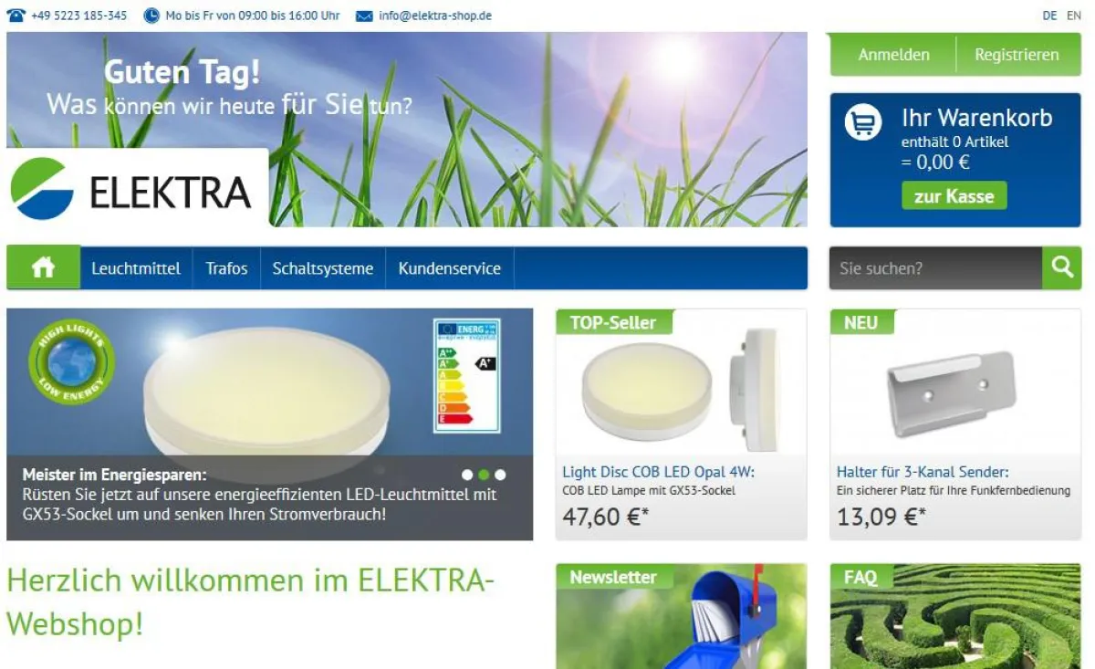 Der neue Elektra Webshop