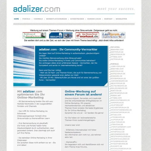 Bild: Internetforen Vermarkter Adalizer.com - etabliert und expandiert