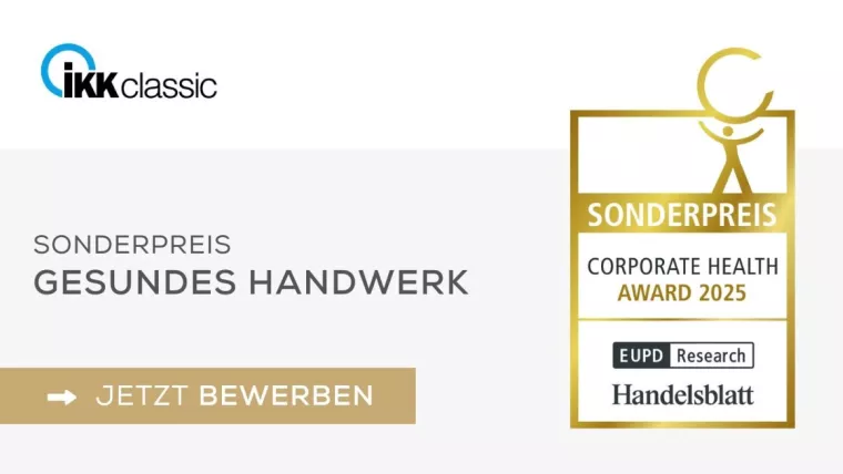 Bild: Corporate Heath Award 2025: Bewerbungsstart für den Sonderpreis „Gesundes Handwerk“