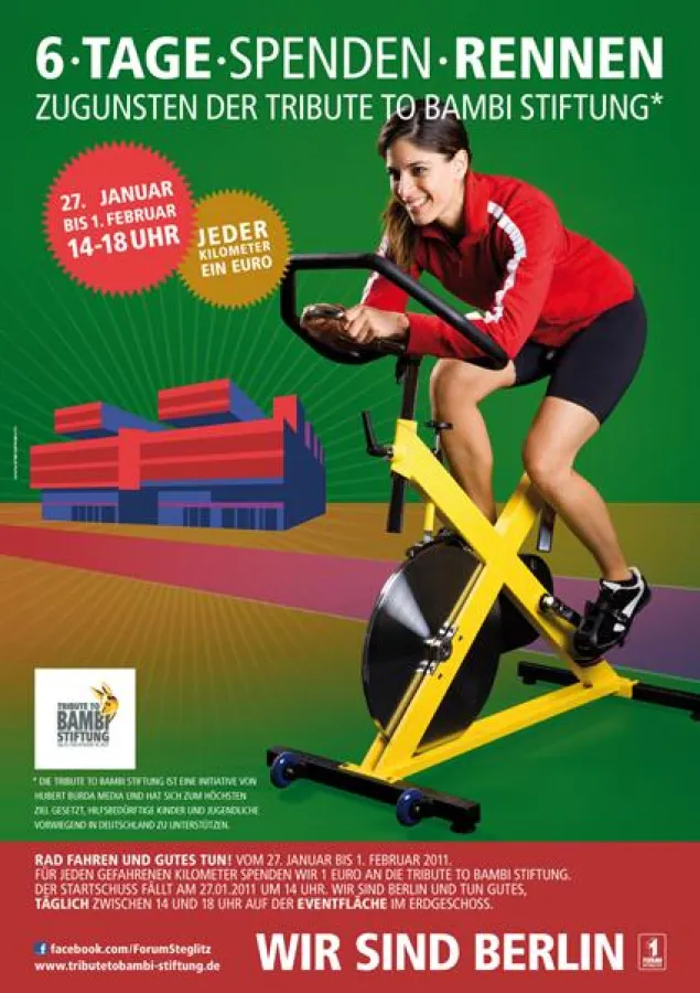 Plakat: 6-Tage-Spenden-Rennen im FORUM STEGLITZ