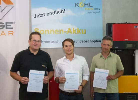 Bild: Kohl Sonnenstrom GmbH beschäftigt Deutschlands erste TÜV geprüfte Fachberater für Photovoltaikanlagen (PV)