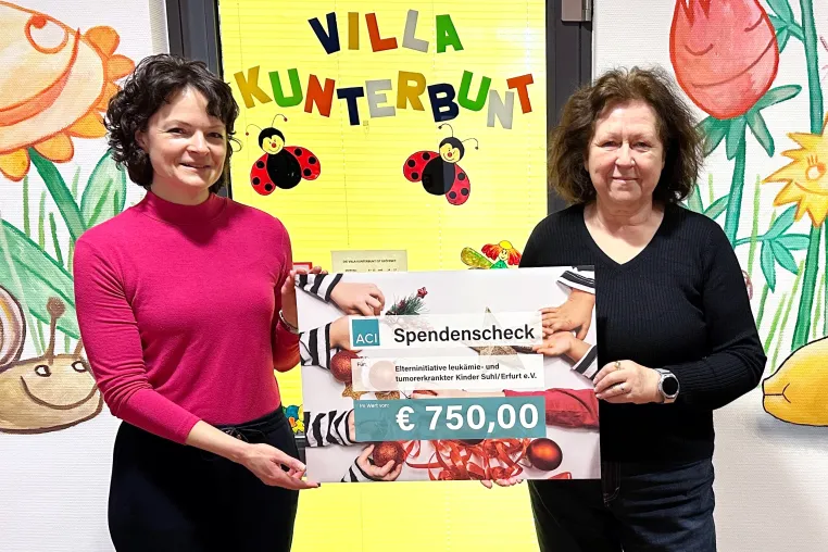 Bild: Mitarbeiterspende von ACI Laser an die Elterninitiative leukämie- und tumorerkrankter Kinder Suhl/Erfurt e.V.