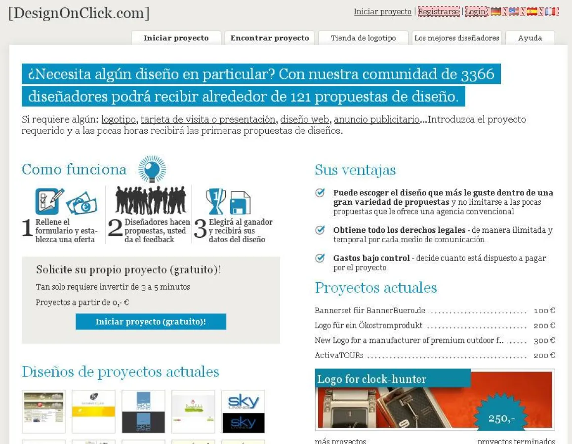 Screenshot internationale Seite