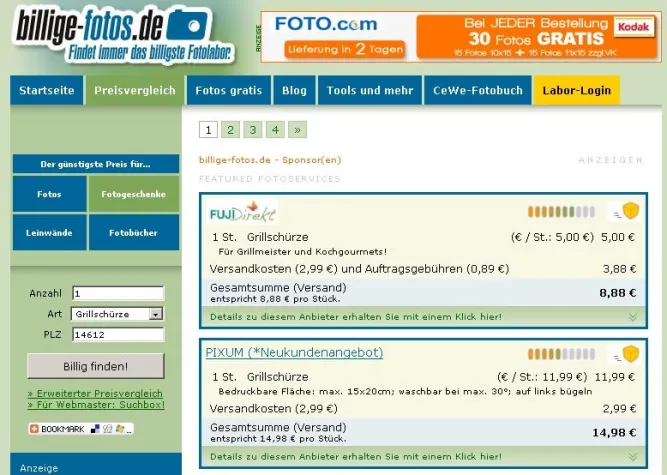 Bild: billige-fotos.de vergleicht auch die Preise für Fotogeschenke, Leinwände und Fotobücher