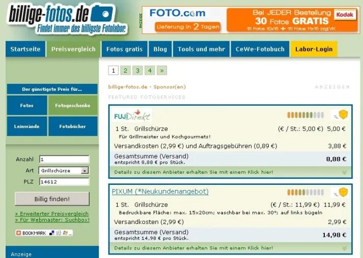Bild: billige-fotos.de vergleicht auch die Preise für Fotogeschenke, Leinwände und Fotobücher