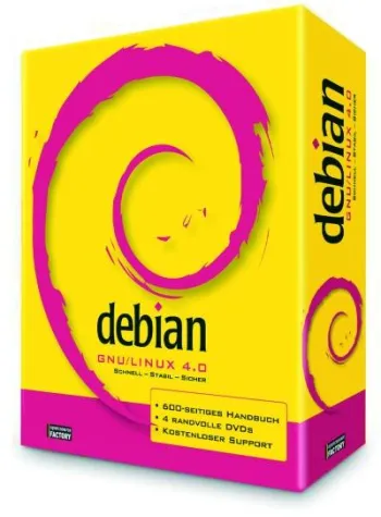 Bild: Softwarebox zu Debian 4.0 wird vollständig von Community gestaltet und zusammengestellt