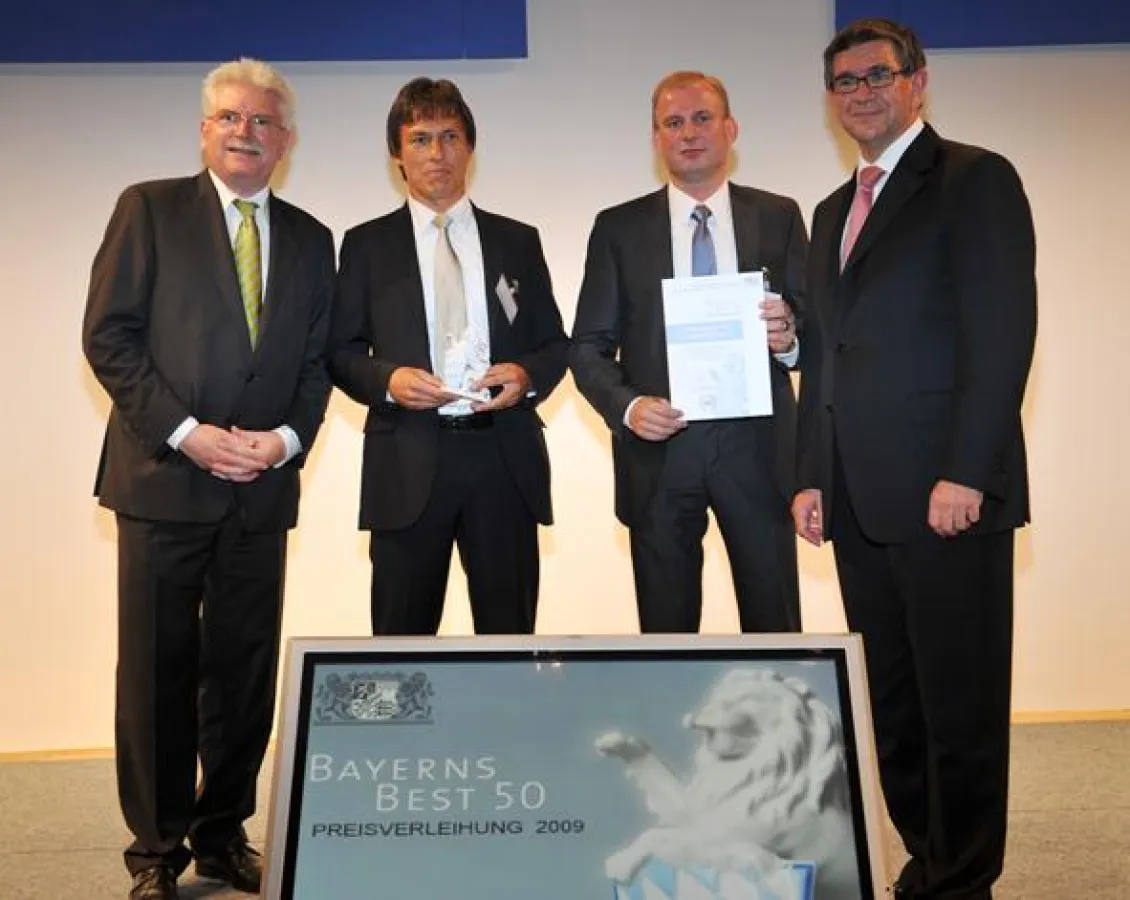 Wirtschaftsminister Martin Zeil, Reiner Pientka / Ludwig Hank (Geschäftsführer TECOPS GmbH), Ralf Broschulat (Ernst&Young)