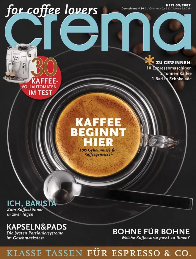 Cover der neuen Zeitschrift: crema - for coffee-lovers