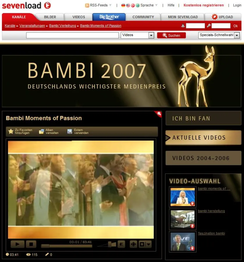 BAMBI 2007: Exklusives Video-Special auf sevenload
