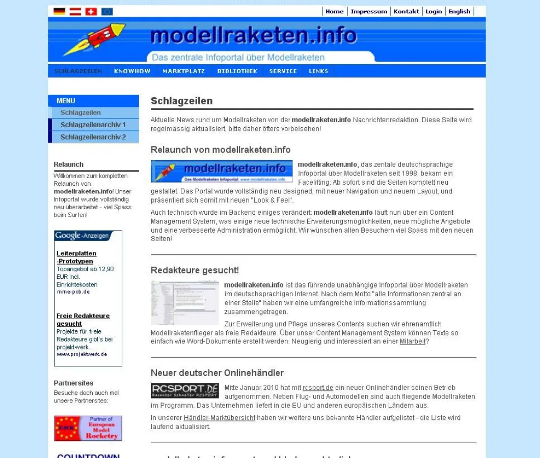 Das rundumerneuerte Portal Modellraketen Info