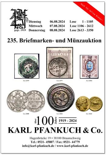 235. Pfankuch Auktion für Briefmarken, Münzen und Postgeschichte Bild: 235. Pfankuch Auktion für Briefmarken, Münzen und Postgeschichte