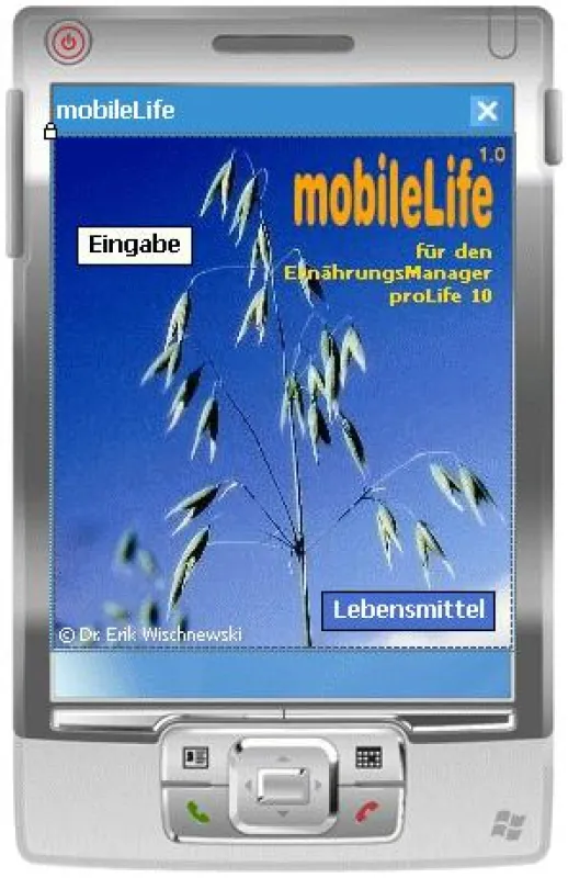 Ernährungssoftware mobileLife auf einem MDA