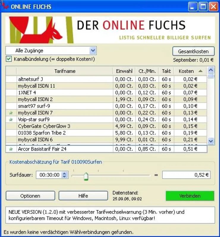 ONLINE FUCHS - der Tarifmanager für Internet-by-Call