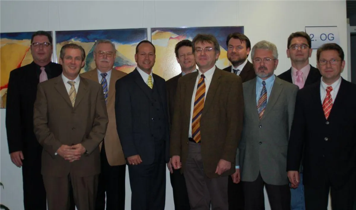 v.l.n.r. Fredy Groth, Oliver Mohr, Wolfgang Aulich, Michael Beckhäuser, Dr. Erhard Konejung, Edgar Häfner, Dietmar Wintzheimer, Willibald Erk, Johannes Voss, Rolf Malkusch