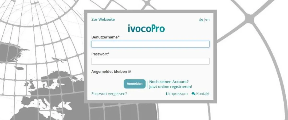 ivocoPro-Anmeldebereich im neuen Look
