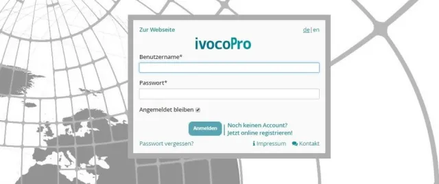 Bild: Neuer Login-Bereich der B2B-Web-Anwendung ivocoPro