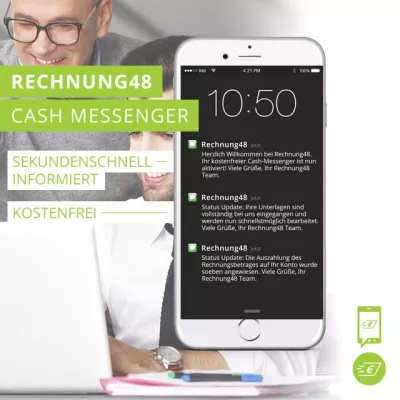 Bild: Mit dem Rechnung48 Cash Messenger sind IT-Freiberufler immer auf dem neuesten Stand