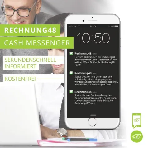 Bild: Mit dem Rechnung48 Cash Messenger sind IT-Freiberufler immer auf dem neuesten Stand