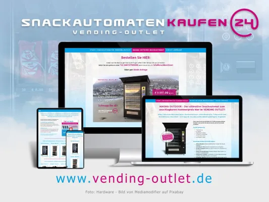 Bild: MAGMA OUTDOOR Snackautomat bei www.vending-outlet.de - Weblaunch bei SNACKAUTOMATEN KAUFEN 24