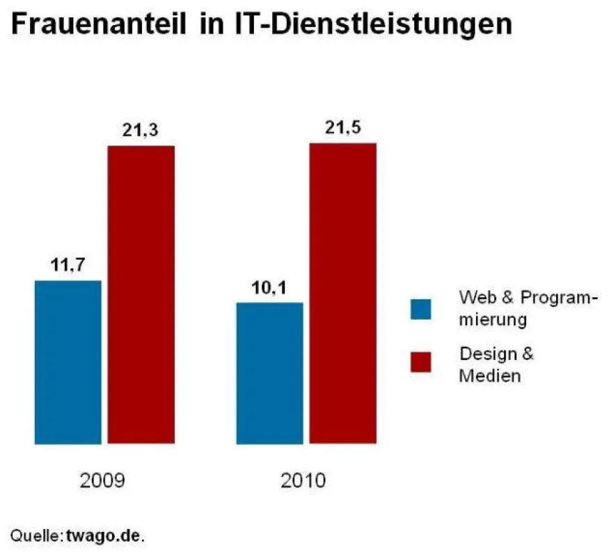 Der Frauenanteil im IT-Dienstleistungbereich ist seit Jahren rückläufig.