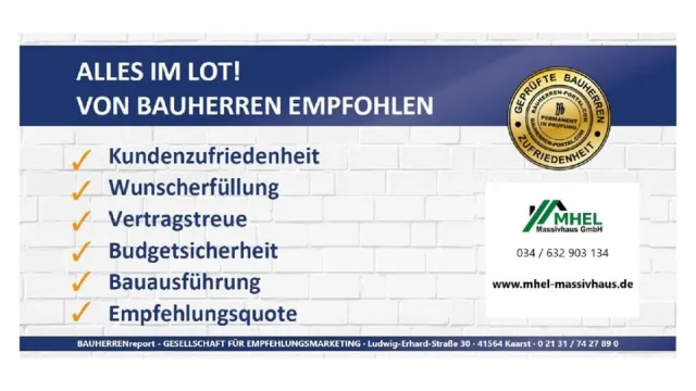 Bild: MHEL MASSIVHAUS GMBH: Auch 2022 für hohe Kundenorientierung von Bauherren gelobt
