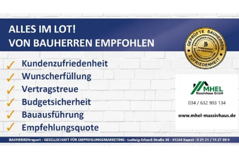 Bild: MHEL MASSIVHAUS GMBH: Auch 2022 für hohe Kundenorientierung von Bauherren gelobt