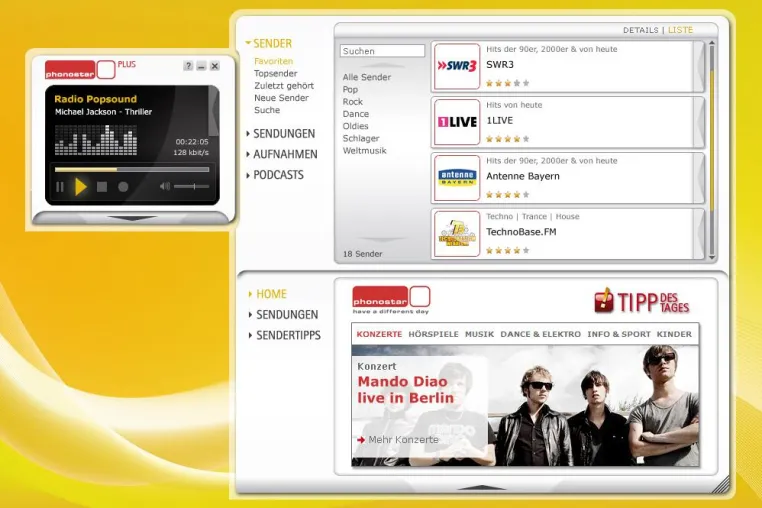 Bild: Der neue phonostar-Player für Windows 7