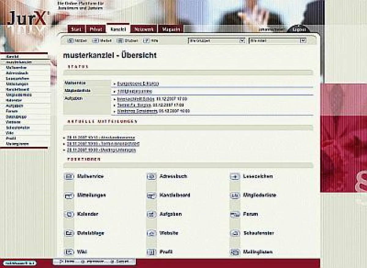 Screenshot von JurX®