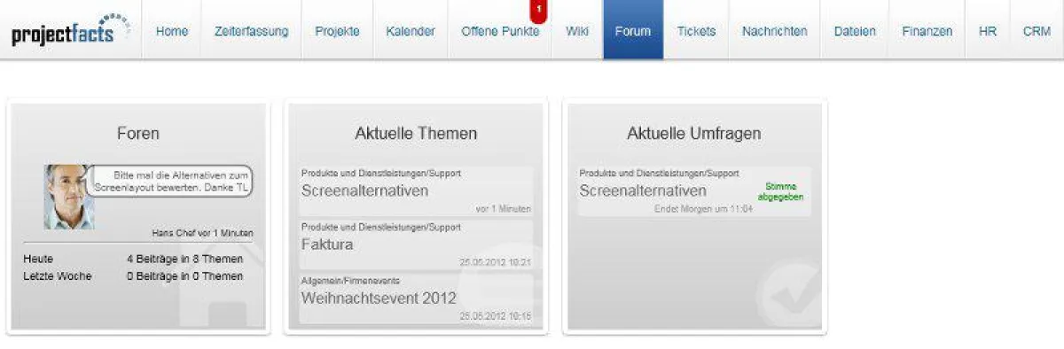 Wiki, Diskussiosforum und Abstimmungen in projectfacts
