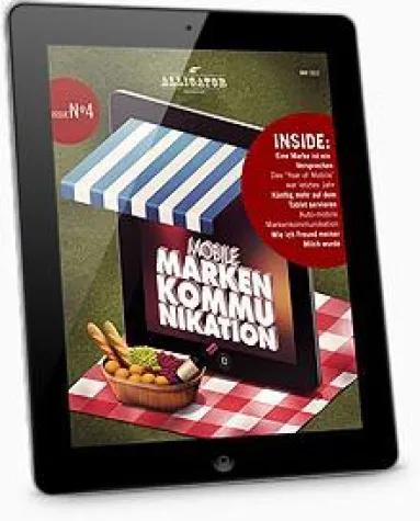 Bild: Alligator Magazine no. 4 auf iPad und iPhone mit dem Titel "Mobile Markenkommunikation"