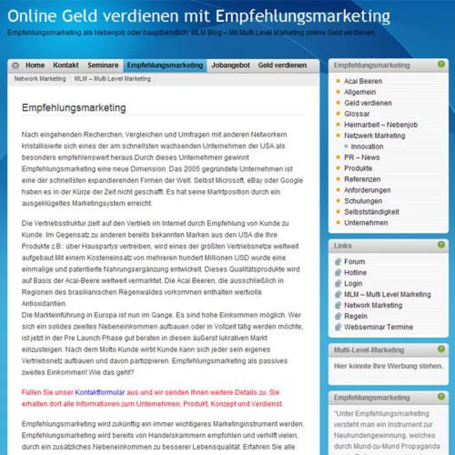 Network Marketing als Möglichkeit zur Existenzgründung