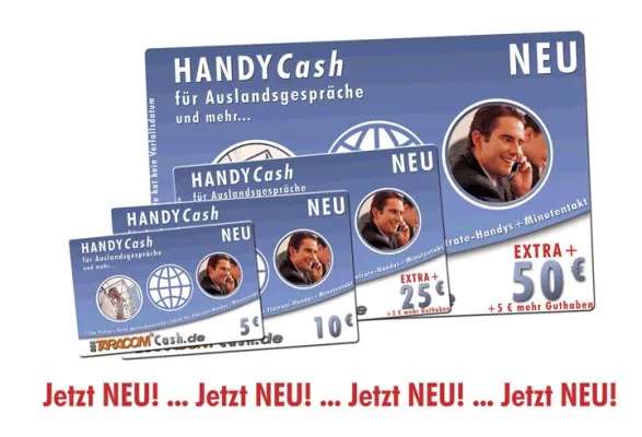 TARACOM HANDYCash Karte - Für Auslandsgespräche und mehr - Vom FlatrateHandy für nur 5 Ct/Min ins Ausland telefonieren Bild: TARACOM HANDYCash Karte - Für Auslandsgespräche und mehr - Vom FlatrateHandy für nur 5 Ct/Min ins Ausland telefonieren