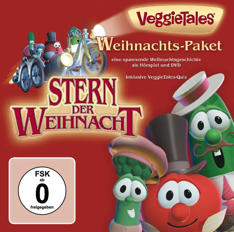 Weihnachtsspaß mit den VeggieTales im Paket mit DVD-Abenteuer, Hörspiel und PC-Quiz