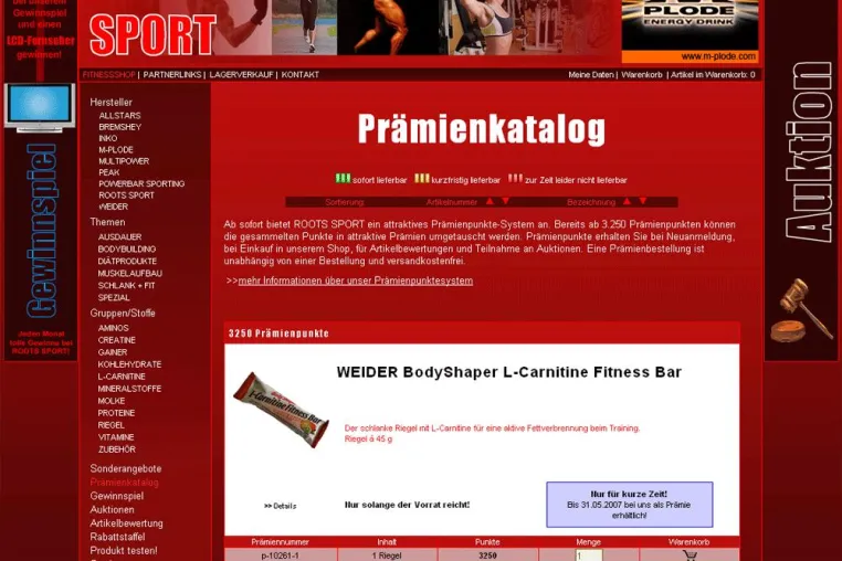 Roots Sport - Shop für Sportnahrung jetzt mit Prämienkatalog Bild: Roots Sport - Shop für Sportnahrung jetzt mit Prämienkatalog