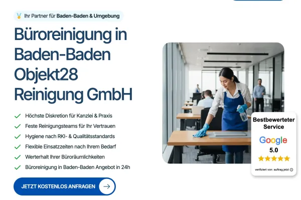 Bild: RKI-Hygienestandards für Privatkliniken: Spezialist für Büroreinigung in Baden-Baden