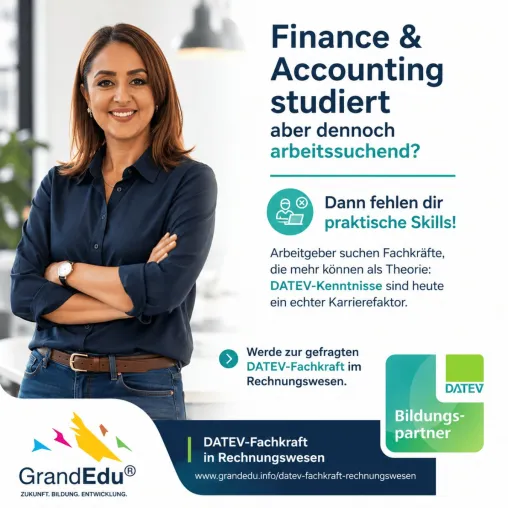 Bild: Finance and Accounting studiert, aber arbeitsuchend: GrandEdu zeigt mit DATEV Lösungen auf!