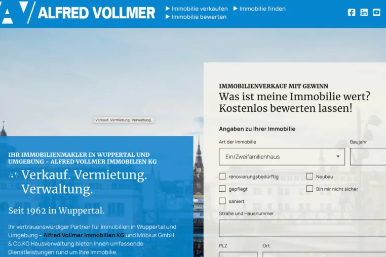 Alfred Vollmer Immobilien - Immobilienmakler Wuppertal Bild: Alfred Vollmer Immobilien - Immobilienmakler Wuppertal