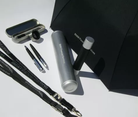 Auch die BMW Bank vertraut den Give-aways der Hahn media. Bild: Auch die BMW Bank vertraut den Give-aways der Hahn media.