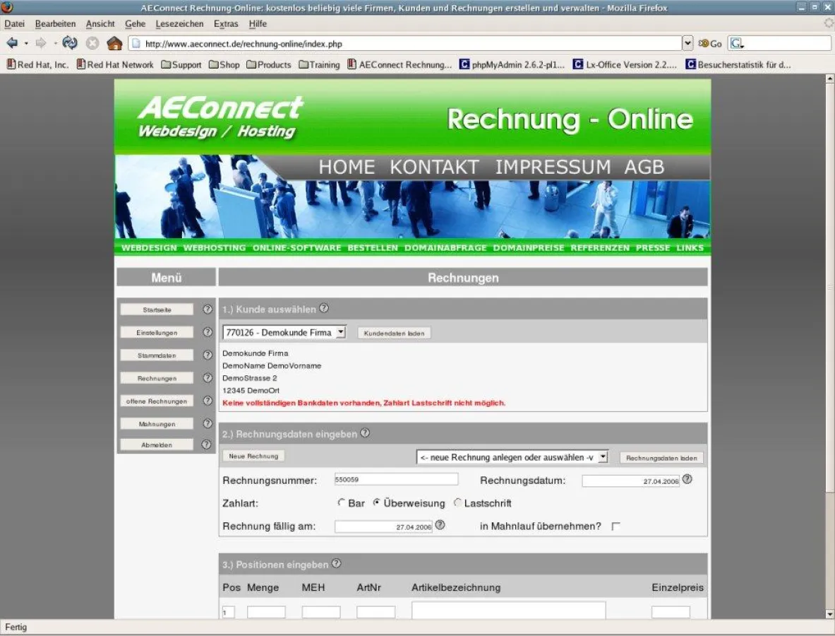 Auch Kleinunternehmen können jetzt mit AEConnect Rechnung - Online kostenlos Rechnungen erstellen. Schnell und effektiv dank ausführlicher Hilfefunktion.