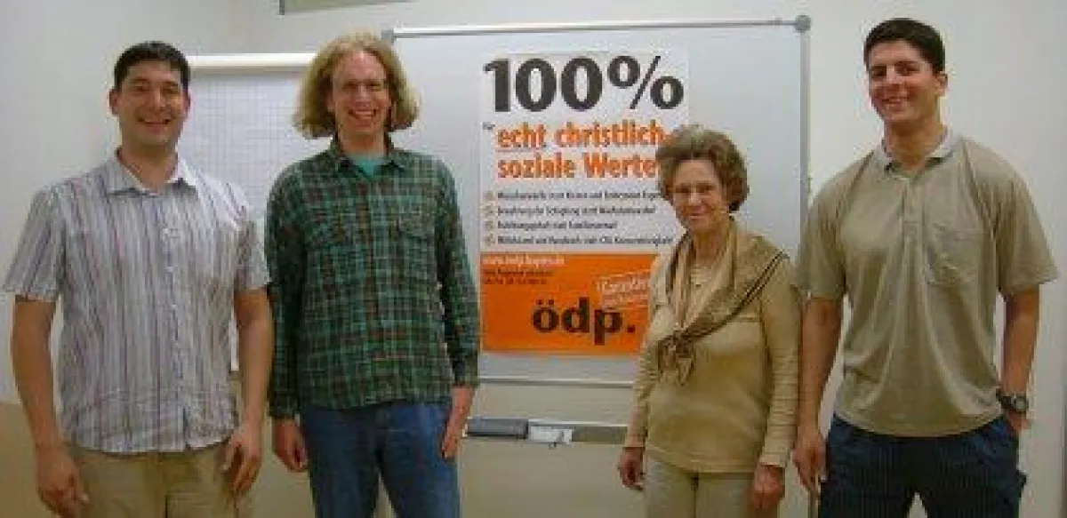Der neue Vorstand der ödp München-Nord: Markus Hollemann, Leo Meyer-Giesow, Rosemarie Buchner, Tim Woll