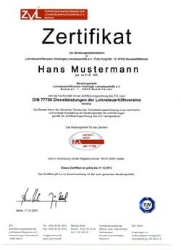 Zertifizierung der Lohnsteuerhilfevereine - Vereinigte Lohnsteuerhilfe e.V. in Groß Grönau dabei Bild: Zertifizierung der Lohnsteuerhilfevereine - Vereinigte Lohnsteuerhilfe e.V. in Groß Grönau dabei